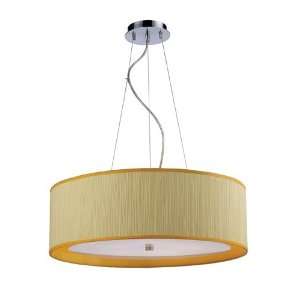 Le Triumph 5 Light Pendant In Polished Chrome   Yellow Shade And Liner