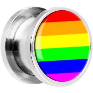  18mm Steel Rainbow Colors Flag Screw Fit Plug Jewelry