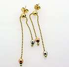14k Yellow Gold Dangle Pierce Beads Earrings  