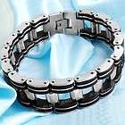 Rubber Stainless Steel Mens Bracelet Bangle Link 0.75 HOT  
