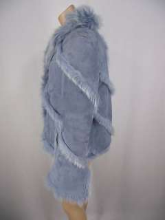KARL DONOGHUE Blue Rev Toscan Sheepskin Shearling Fur Coat M Suede 