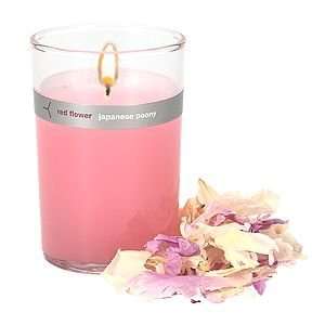  red flower Petal Top Candle, Japanese Peony, 1 ea
