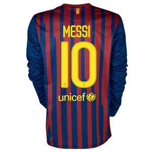 NIKE BARCELONA MESSI L/S HOME JERSEY 2011/12 SMALL.  