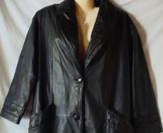 Womens Brandon Thomas Black Leather Coat Size Medium  