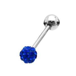  Silver Stainless Steel Tongue Piercing   Bleu (18G): Toys 