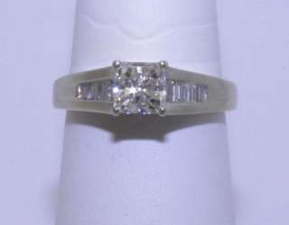 Womens 18k .83cttw Princess Cut Diamond Solitaire Ring  