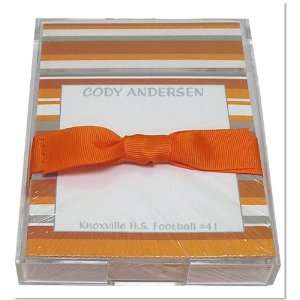  Orange & Silver Stripe Notepad With Orange Ribbon: Arts 