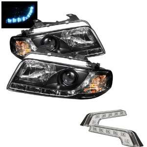 Carpart4u Audi A4 1PC DRL LED Black Projector Headlights and LED Day 