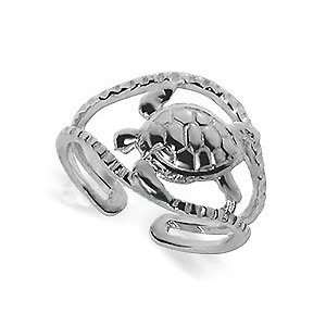  New 10k White Gold Turtle Toe Ring 10 KT Womens Toering Jewelry
