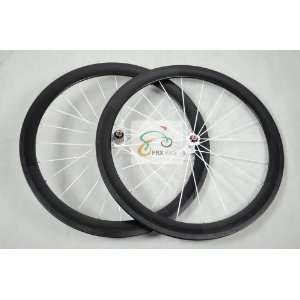  100 full carbon 50mm clincher bicycle wheels: Sports 