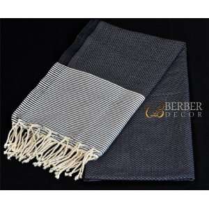   Collection Grey Cotton Towel with White Stripes