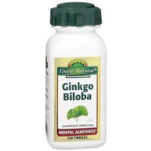 Finest Natural Ginkgo Biloba 60 mg Dietary Supplement Tablets, 240 ea