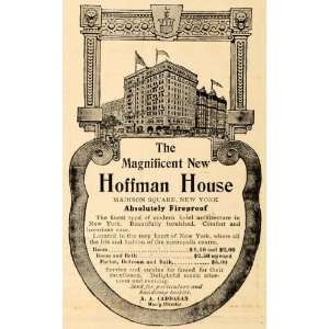 1909 Ad A. A. Caddagan Hoffman House Hotel Rates NY Leisure Visit 