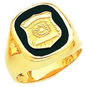    Mens 10k Yellow Gold Police Officer Ring (Size 8.5): Jewelry