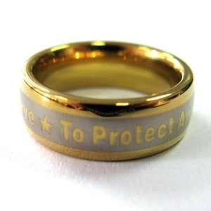    Gold Tungsten To Protect And To Serve Brotherhood Band Jewelry