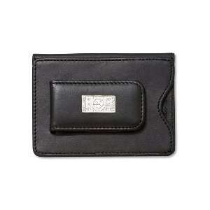   Field on Black Leather Money Clip / ID Card Holder: Sports & Outdoors
