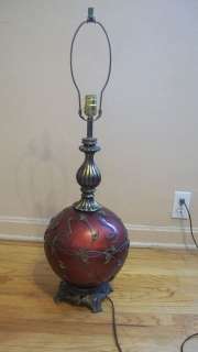 Vtg. Accurate Casting Ornate Applied Leaf Ball Lamp  