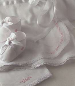   embroidered girls outfit and booties batiste NB 3M Cottonwhite  