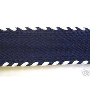  12 Yds Washable Whipstitched Braid Navy and White 1 Inch 