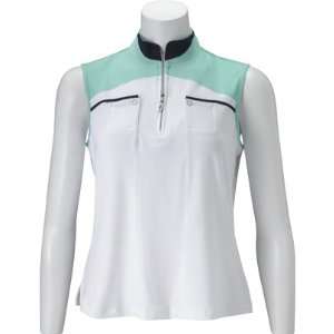  DKNY Womens Shortsleeve Colorblock Zip Mock: Sports 