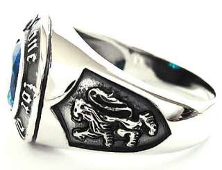   STERLING 925 SILVER RING Sz 7.5 EAGLE RAMPANT LION THREE MUSKETEERS