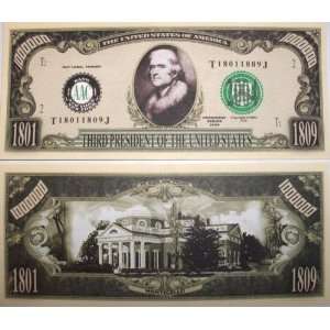   : Set of 10 Bills Thomas Jefferson Million Dollar Bill: Toys & Games