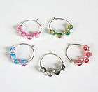 Set of 5 Crackle Bead Wine Glass Charms   Free Shipping  