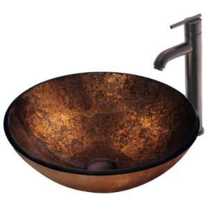 Vigo Russet Glass Vessel Sink and Oil Rubbed Bronze Faucet 