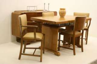 Art Deco 1930s Walnut Table & 4 Chairs & Sideboard  