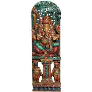   Two Shiva Ganas   South Indian Temple Wood Carving