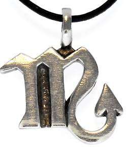 SCORPIO Silver Pewter Pendant Leather Necklace Surfer  