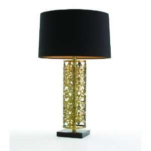   Antique Brass and Black Marble Lamp, Black and Gold: Home Improvement