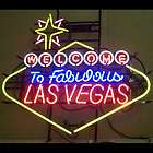 huge neon sign welcome to fabulous las vegas on metal