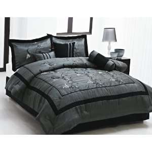   Comforter Set Bed In A Bag Queen Coffee Grey/Black: Home & Kitchen