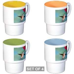  Stackable Coffee Mugs (4) Black Chinned Hummingbird 