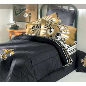 New Orleans Saints Black Denim Twin Size Comforter and Sheet Set 