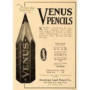1920 Ad American Lead Venus Pencils Types Pricing NY   Original Print 