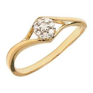  10k Gold Diamond Cluster Promise Ring: Jewelry