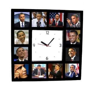  The Famous Faces of Barack Obama Clock with 12 Action 