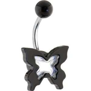  Black Mirror Butterfly Belly Ring: Jewelry