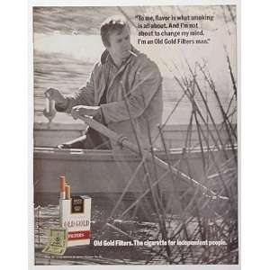  1971 Old Gold Cigarette Man in Rowboat Print Ad (2461 
