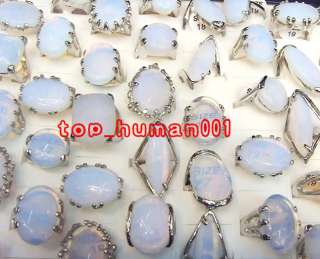 Mixed Lots 25pcs OVERSIZE Nature Opal stone&Silver ring  