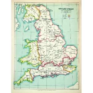  1923 Lithograph England Wales Map Mercian Damnonia Saxon Kent 
