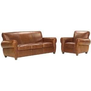   Rustic Leather Furniture Sleeper Sofa & Recliner Set: Home & Kitchen