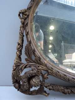 Great antique French carved & bevelled mirror # 08030  