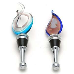  Ocean Blue Wine Stoppers, Set of 2: Kitchen & Dining
