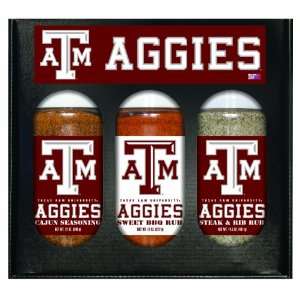 Texas A&M Aggies NCAA Boxed Set of 3 (Cajun Seas,Stk/Rib Rub, BBQ Rub 