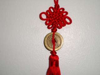 FENG SHUI FORTUNE COIN RED TASSEL Wealth Knot Brass  