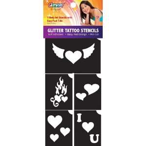  Glitter Tattoo Stencils (Hearts): Health & Personal Care