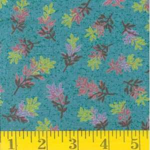  45 Wide Terra Firma Leaves Teal Fabric By The Yard Arts 